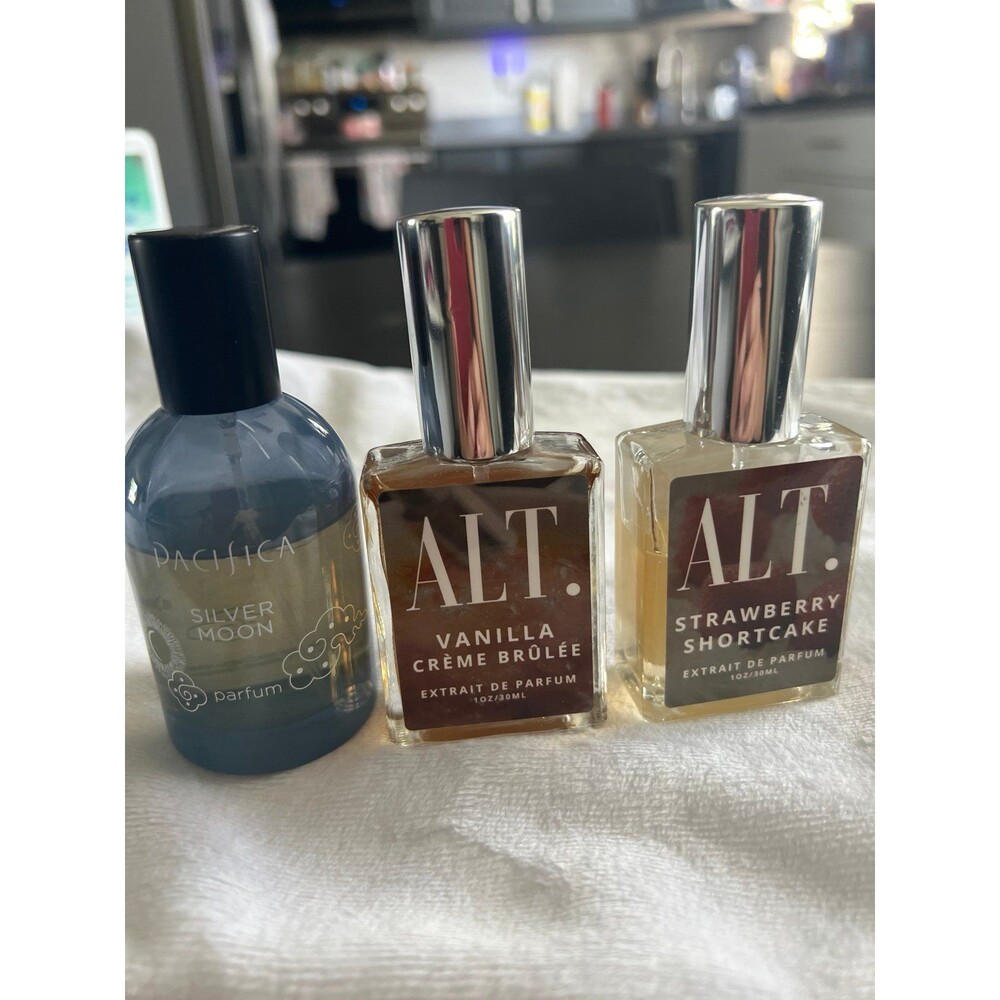 3 perfumes Pacifica/silver moon, ALT vanilla creme brûlée & strawberry shortcake